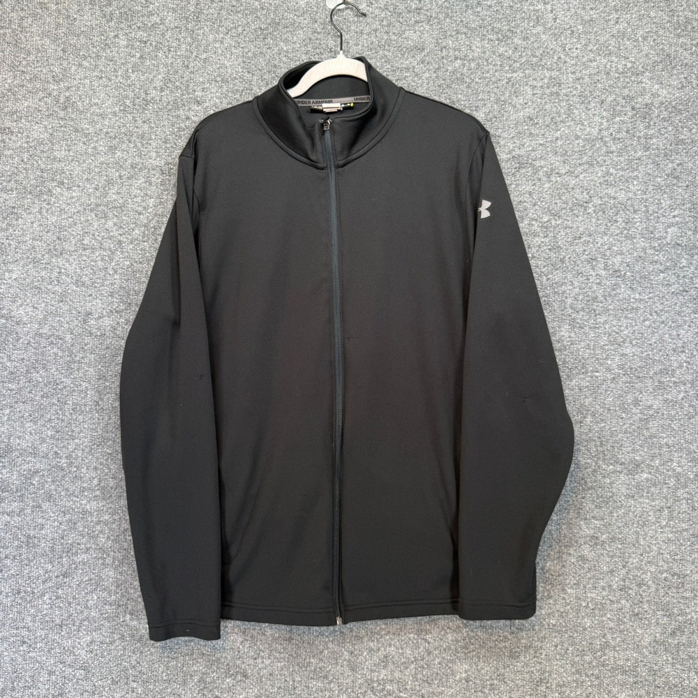 Under Armour Track Jacket Mens Large Black Full Zip Up Performance Sweatshirt‎
